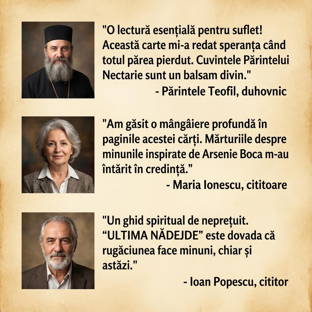 ULTIMA NĂDEJDE Când doctorii spun „Nu”, Dumnezeu spune „Da” Inspirată din credința învățată de Arsenie Boca