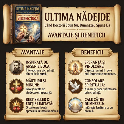 ULTIMA NĂDEJDE Când doctorii spun „Nu”, Dumnezeu spune „Da” Inspirată din credința învățată de Arsenie Boca